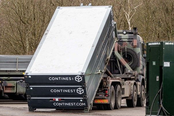 Stacked Folded CN20 Containers on Truck